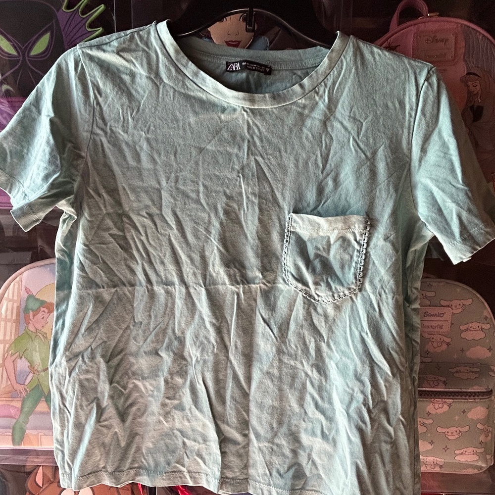 Zara Short Sleeve T Shirt Mint Top Women Medium
